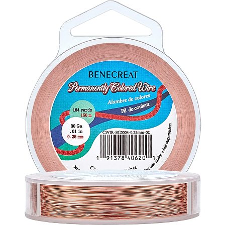 BENECREAT 30-Gauge 164 Yards Tarnish Resistant Thin Copper Wire for Jewelry Beading Craft