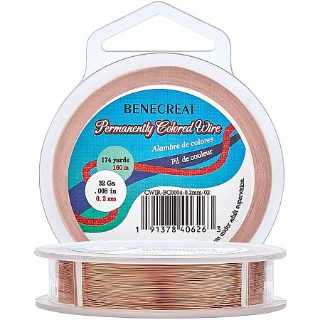 BENECREAT 32-Gauge 174 Yards Tarnish Resistant Thin Copper Wire for Jewelry Beading Craft