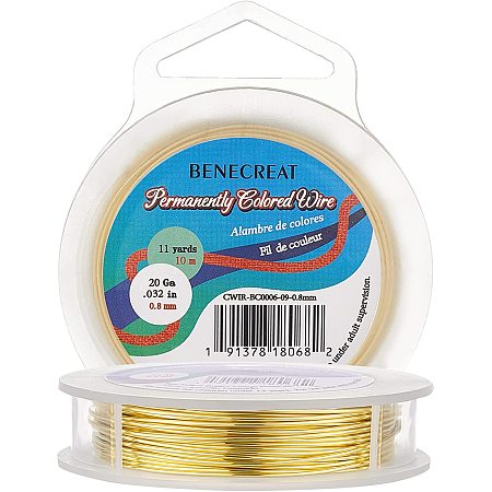 BENECREAT 0.8mm/20 Gauge 10m/11yard Craft Wire Jewelry Wire Copper Beading Wire (Unplated) for Jewelry Making Supplies and Crafting