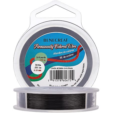 BENECREAT 30 Gauge 164yard Craft Wire Jewelry Wire Copper Beading Wire for Jewelry Making Supplies and Crafting, Black