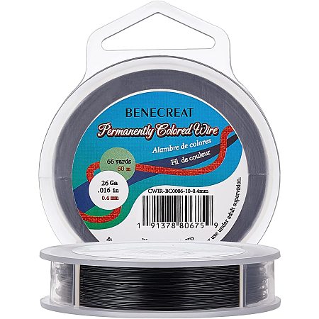 BENECREAT 26 Gauge 65.5yard Craft Wire Jewelry Wire Copper Beading Wire for Jewelry Making Supplies and Crafting, Black