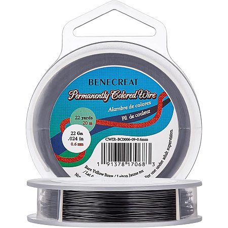 BENECREAT 23 Gauge 21.8 yard Craft Wire Jewelry Wire Copper Beading Wire for Jewelry Making Supplies and Crafting, Black