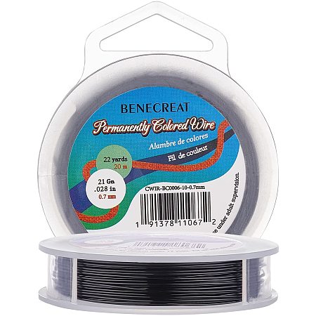 BENECREAT 0.7mm/21 Gauge 20m/21.8yard Craft Wire Jewelry Wire Copper Beading Wire for Jewelry Making Supplies and Crafting, Black