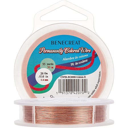 BENECREAT 26 Gauge Tarnish Resistant Twist Copper Wire 164 Feet/50m 3 Strands Copper Jewelry Beading Wire for Jewelry Craft Making