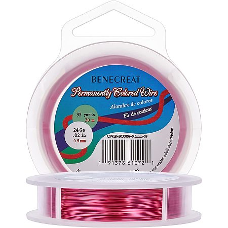 BENECREAT 24 Gauge 30m/32.8yard Craft Wire Jewelry Wire Copper Beading Wire for Jewelry Making Supplies and Crafting, Red