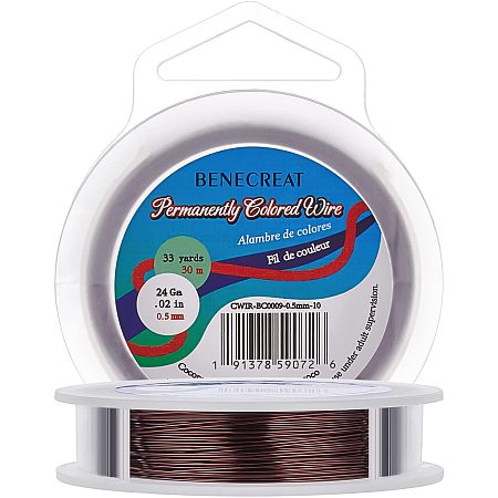 BENECREAT 24 Gauge 30m/32.8yard Craft Wire Jewelry Wire Copper Beading Wire for Jewelry Making Supplies and Crafting, Coconut Brown