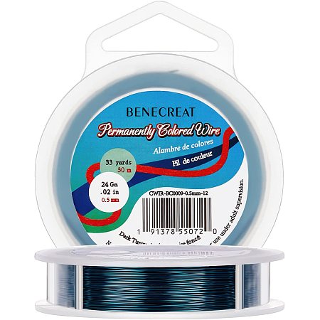 BENECREAT 24 Gauge 30m/32.8 Yards Craft Wire Jewelry Beading Wire Tarnish Resistant Copper Wire for Jewelry Making and Crafts, Dark Turquoise