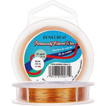 BENECREAT 24 Gauge 30m/32.8 Yards Craft Wire Jewelry Beading Wire Tarnish Resistant Copper Wire for Jewelry Making and Crafts, Peru