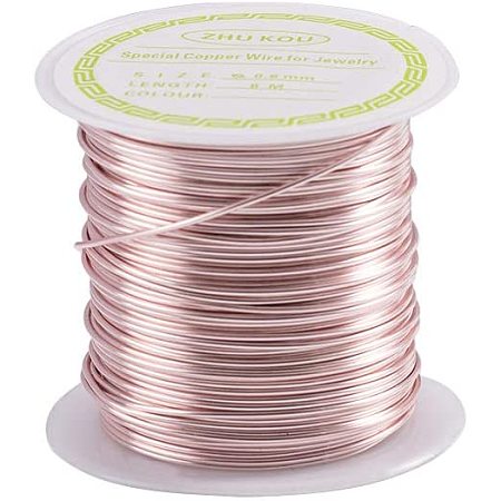 ARRICRAFT 26 Ft/20 Ga 0.8mm Copper Wire, Metal Beading Wire for Jewelry Making, Rose Gold