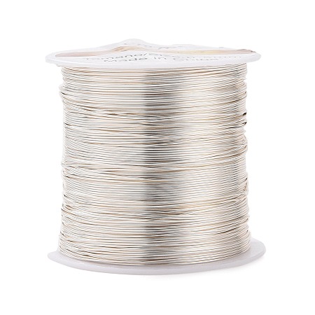 Honeyhandy Round Copper Wire Copper Beading Wire for Jewelry Making, Long-Lasting Plated, Silver Color Plated, 24 Gauge, 0.5mm, about 75.45 Feet(23m)/roll