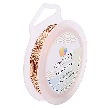 PandaHall Elite 100M(328FT) 28 Gauge(0.3MM) Colorful Copper Wire Tarnish Resistant Metal Jewelry Beading Wire Roll for Crafting Jewelry Making, Copper Color
