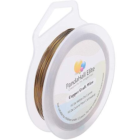 PandaHall Elite 60M(196FT) 26 Gauge(0.4mm) Colorful Copper Wire Tarnish Resistant Metal Jewelry Beading Wire Roll for Crafting Jewelry Making, Antique Bronze