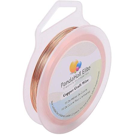 PandaHall Elite 60M(196FT) 26 Gauge(0.4mm) Colorful Copper Wire Tarnish Resistant Metal Jewelry Beading Wire Roll for Crafting Jewelry Making, Copper Color