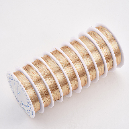 Honeyhandy Round Copper Jewelry Wire, Long-Lasting Plated, Light Gold, 21 Gauge, 0.7mm, about 10.17 Feet(3.1m)/roll