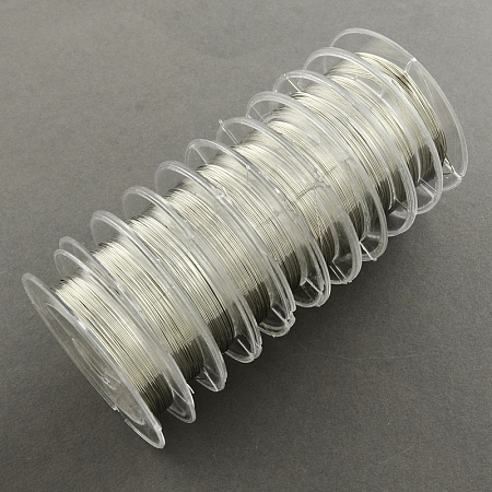 Honeyhandy Copper Wire for Jewelry Making, Silver Color Plated, 0.3mm, about 32.8 Feet(10m)/roll, 10 rolls/group