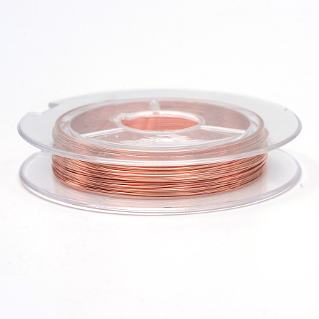 Honeyhandy Bare Round Copper Wire, Raw Copper Wire, Copper Jewelry Craft Wire, Coral, 0.3mm, about 32.8 Feet(10m)/roll, 10 rolls/group