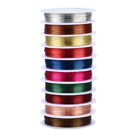 Honeyhandy Copper Jewelry Wire, Mixed Color, 0.3mm, about 65.61 Feet(20m)/roll, 10 rolls/group