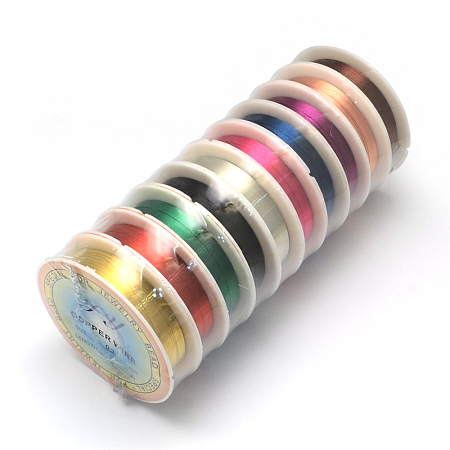 Honeyhandy Copper Jewelry Wire, Mixed Color, 26 Gauge, 0.4mm, about 39.37 Feet(12m)/roll, 10 rolls/group