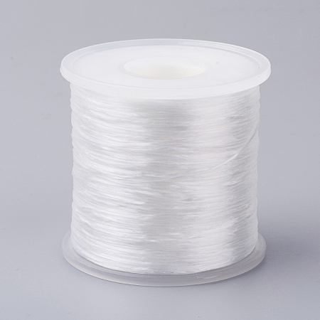 Honeyhandy Japanese Flat Elastic Crystal String, Elastic Beading Thread, for Stretch Bracelet Making, White, 0.5mm, about 328.08 yards(300m)/roll