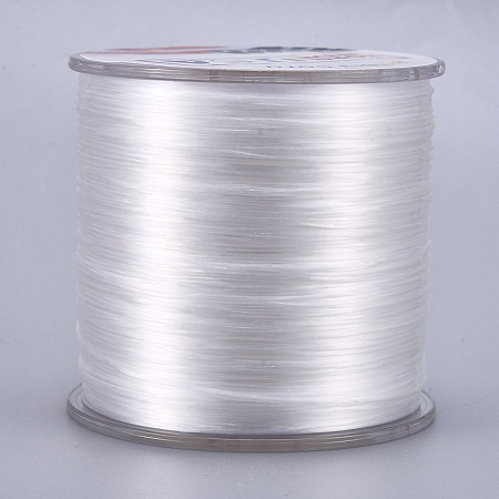 Honeyhandy Flat Elastic Crystal String, Elastic Beading Thread, for Stretch Bracelet Making, White, 0.5mm, about 328.08 yards(300m)/roll