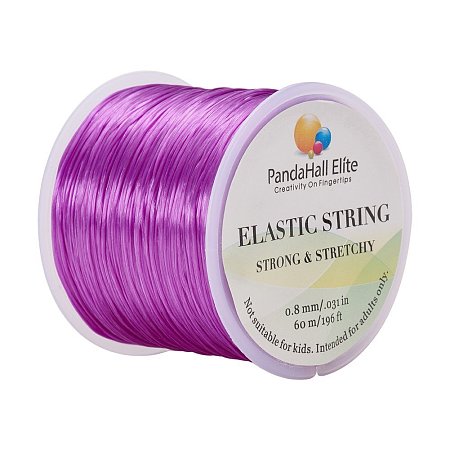 PandaHall Elite 0.8mm Purple Elastic Stretch Polyester Threads Jewelry Bracelet Beading String Cords, about 60m/roll