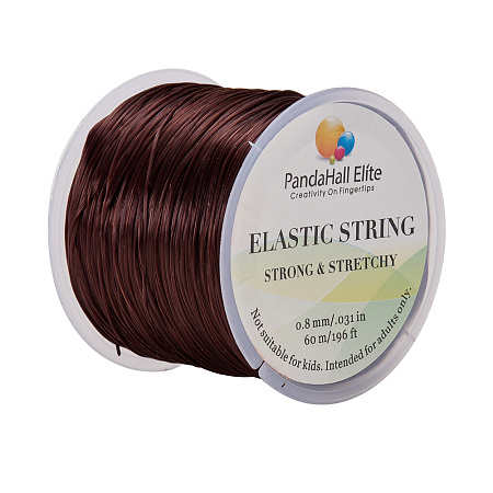 PandaHall Elite 0.8mm Elastic Stretch Polyester Threads Jewelry Bracelet Beading String Cords 60m/Roll Brown
