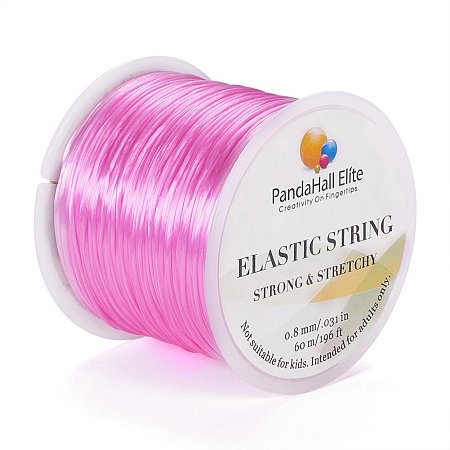 PandaHall Elite 0.8mm Pink Elastic Stretch Polyester Threads Jewelry Bracelet Beading String Cords, about 60m/Roll