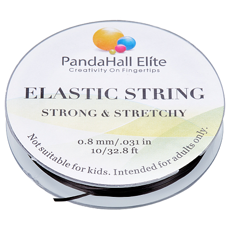PandaHall Elite 2 Rolls 0.8mm Elastic Stretch Polyester Threads Jewelry Bracelets Beading String Cords 10m per Roll Black