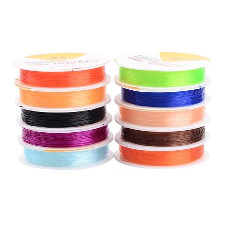 ARRICRAFT 10 Rolls 0.6mm Crystal Elastic Stretch Polyester Threads Beading String Cord 15m per Roll 10 Colors for Jewelry Bracelets Necklace Making