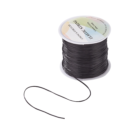 Honeyhandy Flat Elastic Crystal String, Elastic Beading Thread, for Stretch Bracelet Making, Black, 0.8mm, about 65.61 yards(60m)/roll
