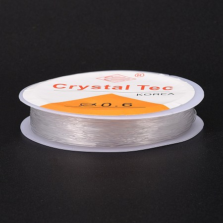 Honeyhandy Round Crystal Elastic Stretch Thread, for Bracelets Gemstone Jewelry Making Beading Craft, White, 0.6mm, about 13.1 yards(12m)/roll