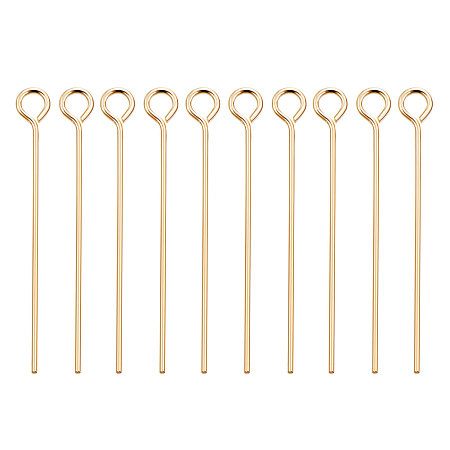 BENECREAT 100PCS  Real Gold Plated Eye Pins 21 Gauge Eye pins for DIY Jewelry Making Findings - 30mm (1.2