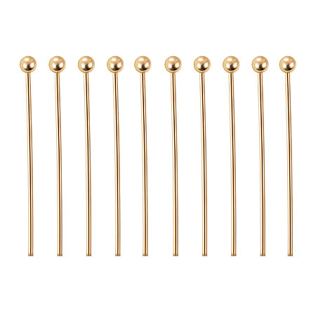 BENECREAT 300PCS  Real Gold Plated Ball Pins 22 Gauge Ball Head Pins for DIY Jewelry Making Findings - 20mm (0.8