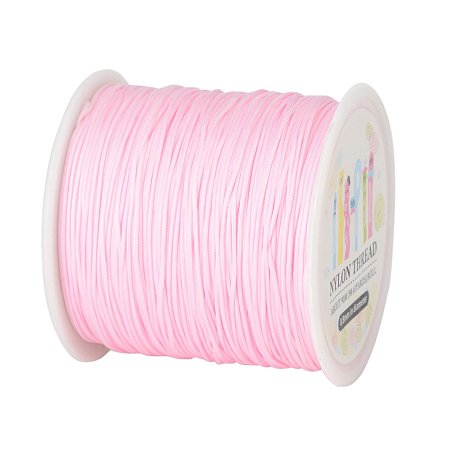 ARRICRAFT 1 Roll(about 90m, 100 Yards) 0.8mm Nylon Beading String Knotting Cord, Chinese Knotting Cord Nylon Shamballa Macrame Thread Beading Cord (Pink)
