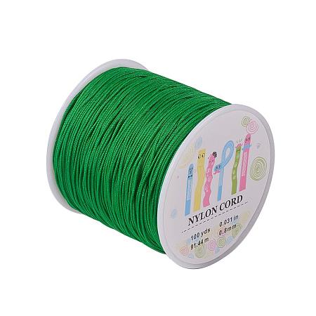 ARRICRAFT 1 Roll(About 90m, 100 Yards) 0.8mm Nylon Beading String Knotting Cord, Chinese Knotting Cord Nylon Shamballa Macramé Thread Beading Cord (Green)
