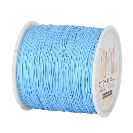 Arricraft 1 Roll(about 90m, 100 Yards) 0.8mm Nylon Beading String Knotting Cord, Chinese Knotting Cord Nylon Shamballa Macrame Thread Beading Cord (LightSkyBlue)