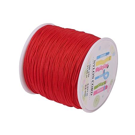 Arricraft 1 Roll(About 90m, 100 Yards) 0.8mm Nylon Beading String Knotting Cord, Chinese Knotting Cord Nylon Shamballa Macrame Thread Beading Cord (Red)