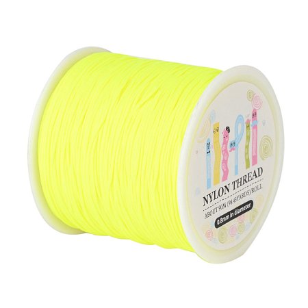 ARRICRAFT 1 Roll(about 90m, 100 Yards) 0.8mm Nylon Beading String Knotting Cord, Chinese Knotting Cord Nylon Shamballa Macramé Thread Beading Cord (Yellow)
