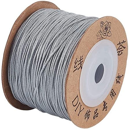 Pandahall Elite About 100m/roll 0.8mm Nylon Thread Cord Chinese Knotting Cord Silver Thread Beading Thread Bead Cord for DIY Jewelry Bracelets Craft Making