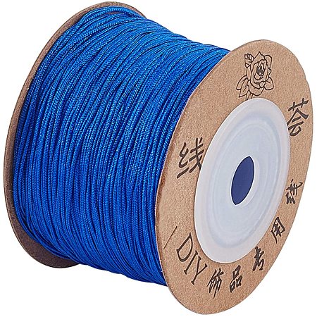 Pandahall Elite About 100m/roll 0.8mm Nylon Thread Cord Chinese Knotting Cord Blue Thread Beading Thread Bead Cord for DIY Jewelry Bracelets Craft Making