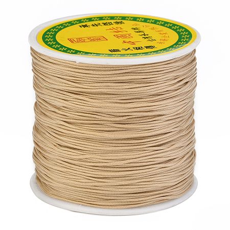 Honeyhandy Braided Nylon Thread, Chinese Knotting Cord Beading Cord for Beading Jewelry Making, BurlyWood, 0.8mm, about 100yards/roll