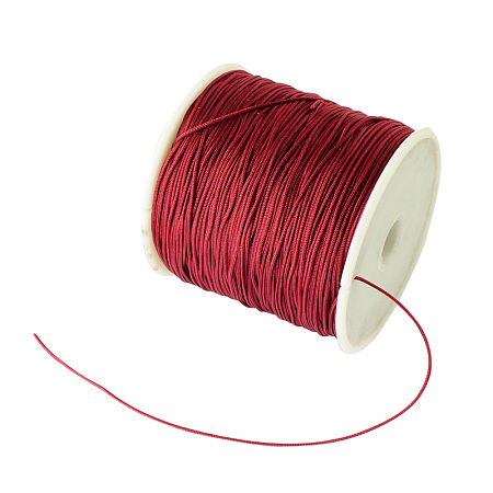 Honeyhandy Braided Nylon Thread, Chinese Knotting Cord Beading Cord for Beading Jewelry Making, FireBrick, 0.8mm, about 100yards/roll