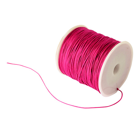 Honeyhandy Braided Nylon Thread, Chinese Knotting Cord Beading Cord for Beading Jewelry Making, Camellia, 0.8mm, about 100yards/roll