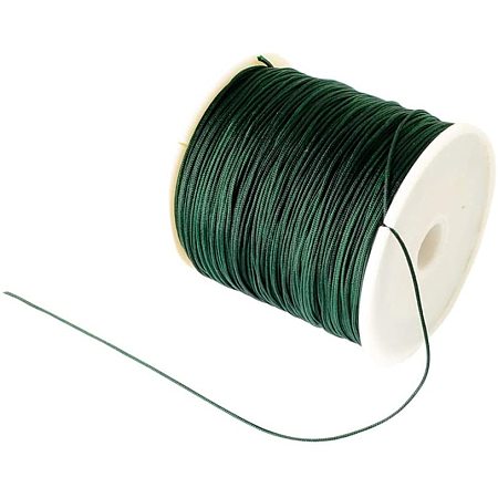 Pandahall Elite About 100 Yard 0.8mm Braided Nylon Cord Imitation Silk Thread Thread Lift Shade Cord for Crafting Beading Jewelry Making (DarkGreen)