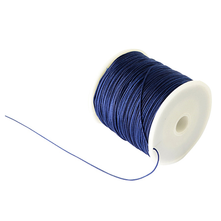 Honeyhandy Braided Nylon Thread, Chinese Knotting Cord Beading Cord for Beading Jewelry Making, Prussian Blue, 0.8mm, about 100yards/roll