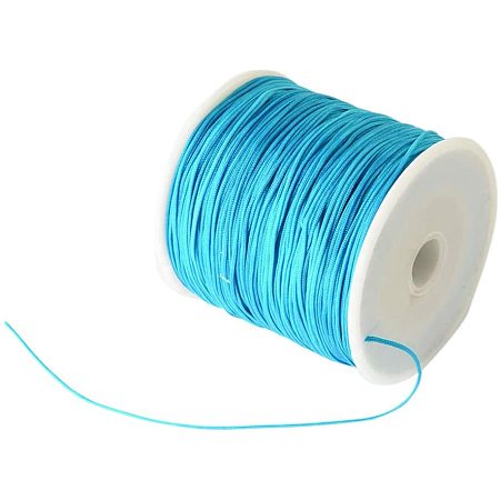 Pandahall Elite About 100 Yard 0.8mm Braided Nylon Cord Imitation Silk Thread Thread Lift Shade Cord for Crafting Beading Jewelry Making (DeepSkyBlue)