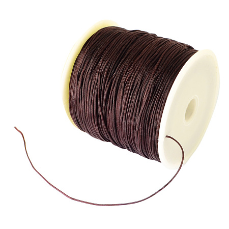 Honeyhandy Braided Nylon Thread, Chinese Knotting Cord Beading Cord for Beading Jewelry Making, Coconut Brown, 0.8mm, about 100yards/roll