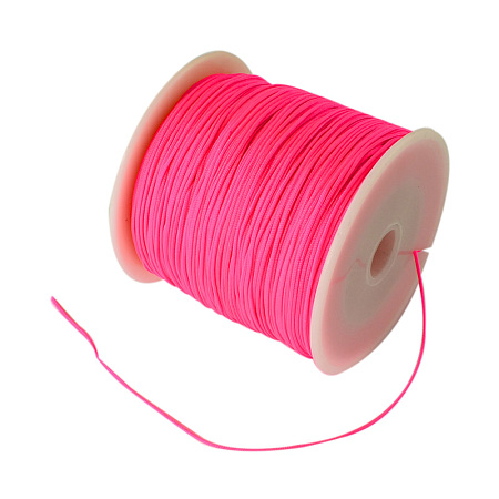 Honeyhandy Braided Nylon Thread, Chinese Knotting Cord Beading Cord for Beading Jewelry Making, Deep Pink, 0.8mm, about 100yards/roll