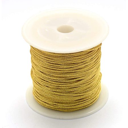 CHGCRAFT 170m Metallic Cord Tinsel String 0.3mm Gold Nylon Jewelry Thread for Gift Wrapping DIY Bracelet Necklace Making