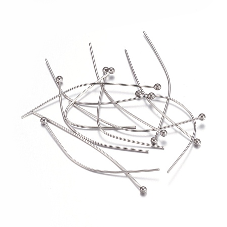 Honeyhandy 304 Stainless Steel Ball Head Pins, Stainless Steel Color, 40x0.6mm, 23 Gauge, Head: 1.8mm